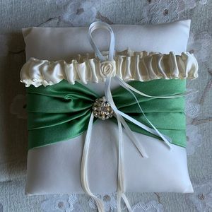 Wedding ring bearer pillow and garter